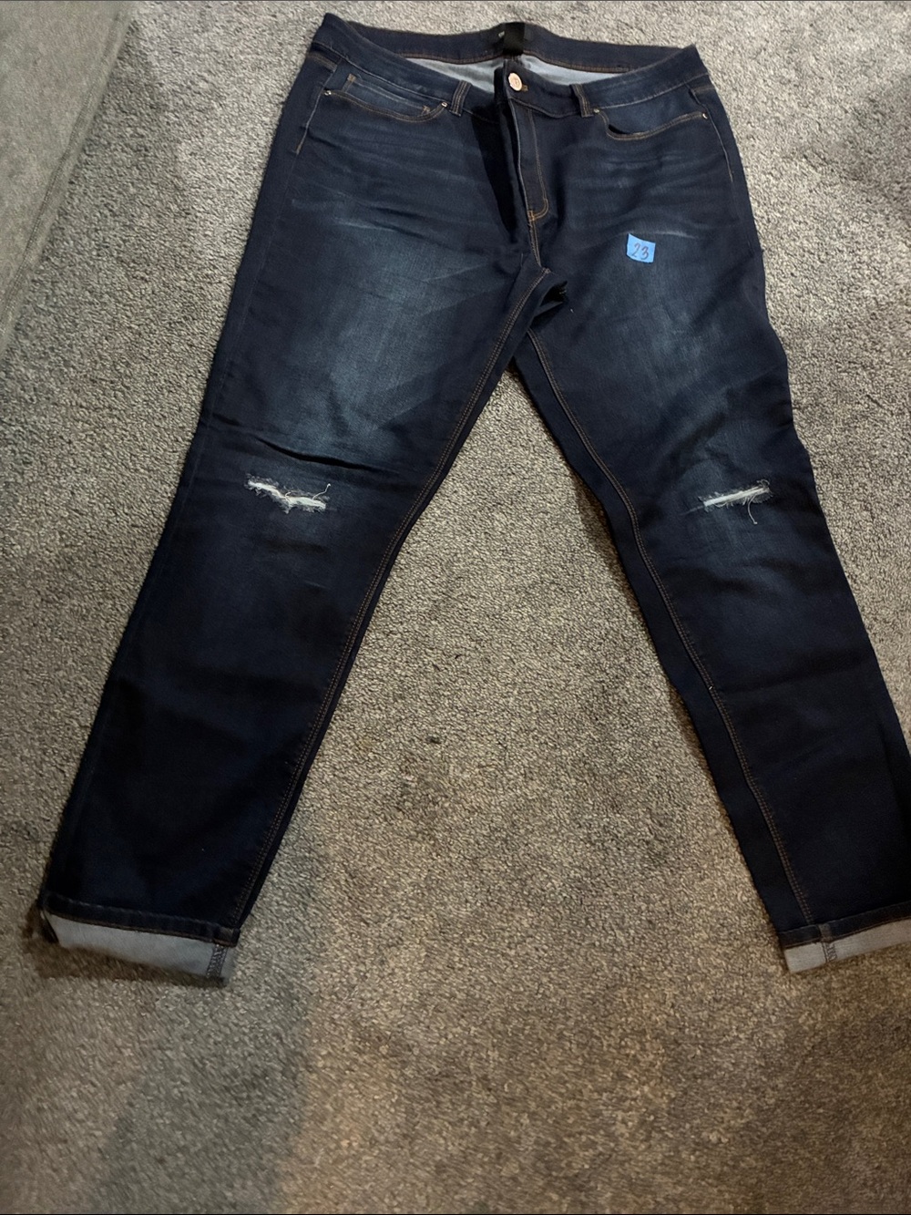 Dark Blue The Skinny Distressed Jeans #23
